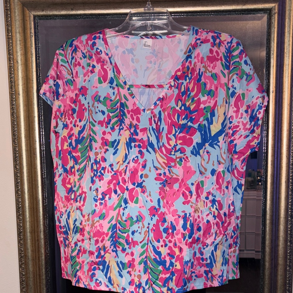 Colorful Abstract V-Neck Blouse
